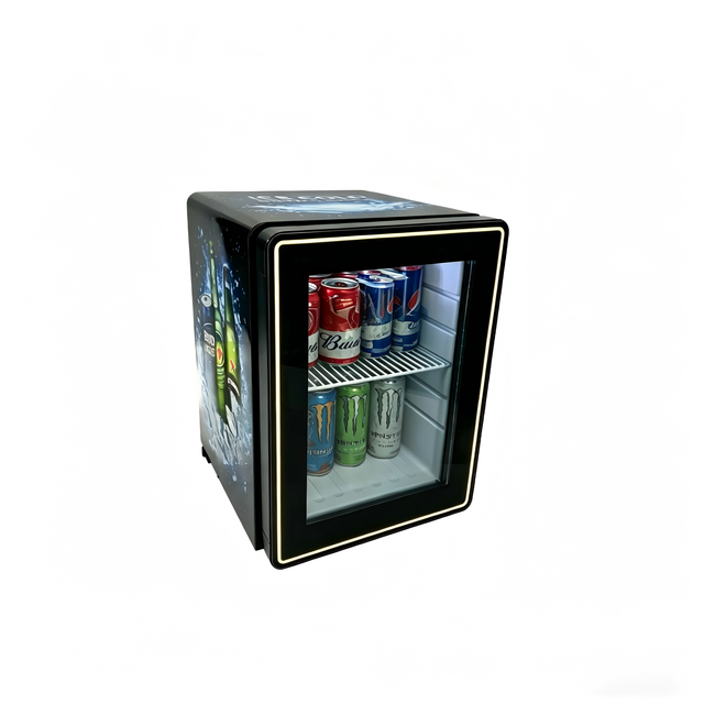 NE-21CR Round Corner 21 Liter Small Mini Fridge Lockable Beverages Display Compressor Compact Refrigerator