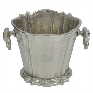 Portable Beverage Ice Tub Casted Metal Custom Logo Print Wine <b>Cooler</b> Decorative Champagne Chiller Aluminium Ice Bucket For Sale - Product Image 1
