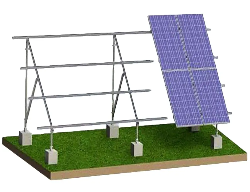 Zemin montaj yapısı güneş raf sistemi ile beton temeller
