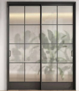 <span class=keywords><strong>Porte</strong></span> <span class=keywords><strong>coulissante</strong></span> moderne en aluminium à montage en saillie, design sans cadre, <span class=keywords><strong>rail</strong></span> dissimulé avec écran pliant, sans <span class=keywords><strong>rail</strong></span> inférieur pour les intérieurs - Product Image 5