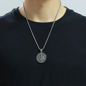 Collar con Colgante Circular de Acero Inoxidable Estilo Gótico Vintage con Símbolo de Baphomet, <span class=keywords><strong>Lucifer</strong></span>, <span class=keywords><strong>Diablo</strong></span>, Satánico y Cabra - Product Image 4