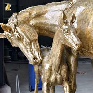 RELONG Gerçek Boyutta Açık Hava Bahçe Dekorasyonu Bronz At ve Yavru At Heykelleri Satılık - Product Image 3