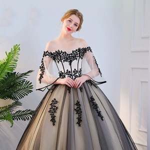 Off The Shoulder Chiffon Ball Gown Empire Waistline Vintage Evening Dress For Women Adult Size With 3D Floral Embroidery - Product Image 1