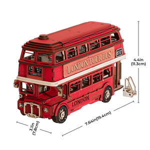 Robotime Rolife US Entrepôt DIY Jouets Assemblé À La Main Modèle Kit TGM02 Londres <span class=keywords><strong>Tour</strong></span> Bus Puzzles <span class=keywords><strong>Bois</strong></span> Artisanat - Product Image 5
