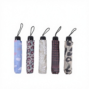 <span class=keywords><strong>Parapluie</strong></span> pliant manuel haut de gamme en polyester, motif léopard, carreaux, feuilles et nuages blancs, personnalisable, cadeau d'affaires, ouverture manuelle, en fer - Product Image 1