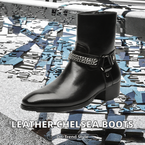 Chaussures Chelsea rétro en cuir véritable de haute qualité pour hommes, noires, à bout pointu, avec fermeture éclair, style classique de luxe, antidérapantes, OEM - Product Image 2