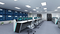 Postes de travail de centre de commande à hauteur réglable Kesino, consoles de contrôle du trafic aérien pour bureau, pour centre commercial, hôtel et salle de sport