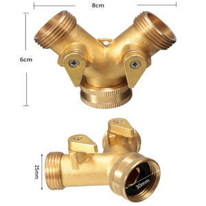 Tubo da giardino in rame 2 vie Splitter in ottone tubo da giardino <span class=keywords><strong>rubinetto</strong></span> Splitter per irrigazione acqua da giardino - Product Image 4