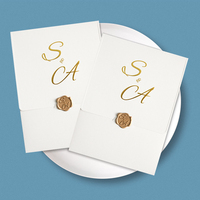 Inviti di Nozze di Lusso in Acrilico Personalizzati con Stampa in Lamina d'Oro e Sigillo in Cera per Sposa, Vendita all'Ingrosso