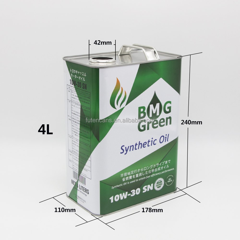 Customized 4L printed tin can square tin motor oil container for engine oil packaging