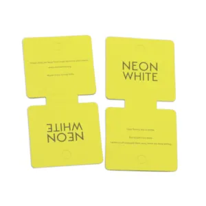 schmuck gelb tag Suppliers-OEM Yellow Paper Swing Tag Center fold mit Druck LOGO Schmuck/Halskette/Ringe/Ohrringe/Geschenk Preis Hang Tag