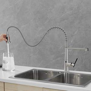 Robinet mélangeur de cuisine DB, monocommande, douchette extractible, capteur sans contact, nickel brossé, acier inoxydable 304, montage sur plan - Product Image 5