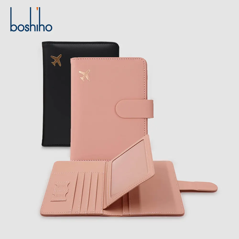 Wholesale High quality Leather Passport cover RFID travel passport wallet with ID window New Design leather passport holder
