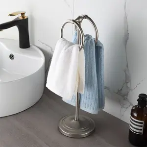 Matte Nickel Double Hanging Rings Bathroom Countertops Fingertip Towel Holder Stainless Steel Free Standing Towel Ring