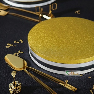 Sunshine Factory Wholesale Disposable Gold Silver Food Grade Cake <b>Tray</b> Cardboard Round Cake <b>Circle</b> Base for Cake - Product Image 2