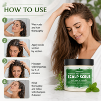 Gommage capillaire à la menthe et au romarin 300g, crème exfoliante à la poudre de coquille de noix, pour éliminer les accumulations de sébum et les pellicules, contrôle du sébum, soin rafraîchissant du cuir chevelu