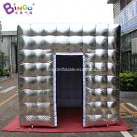 Cabine photo gonflable publicitaire LED 360° avec fond de scène en forme de cube, tente gonflable personnalisée pour les mariages, les fêtes et les événements
