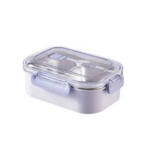 Boîte à bento minimaliste et mignonne en acier inoxydable avec double fermeture à boucle, valve de ventilation, anti-fuite, sans BPA, boîte de rangement alimentaire portable, boîte à lunch