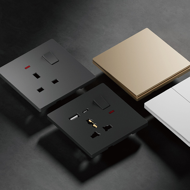 Super Thin Modern Factory BS England UK Big Board Ultra-Thin PC 13A British Standard Electrical Single Electrical Wall Socket