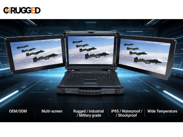 15.6 Triple Screen Fully Rugged Laptop with Intel Ultra 5/7 AI-Ready 6/8GB MXM Interface Discrete GPU 512GB SSD with WIFI and 5G