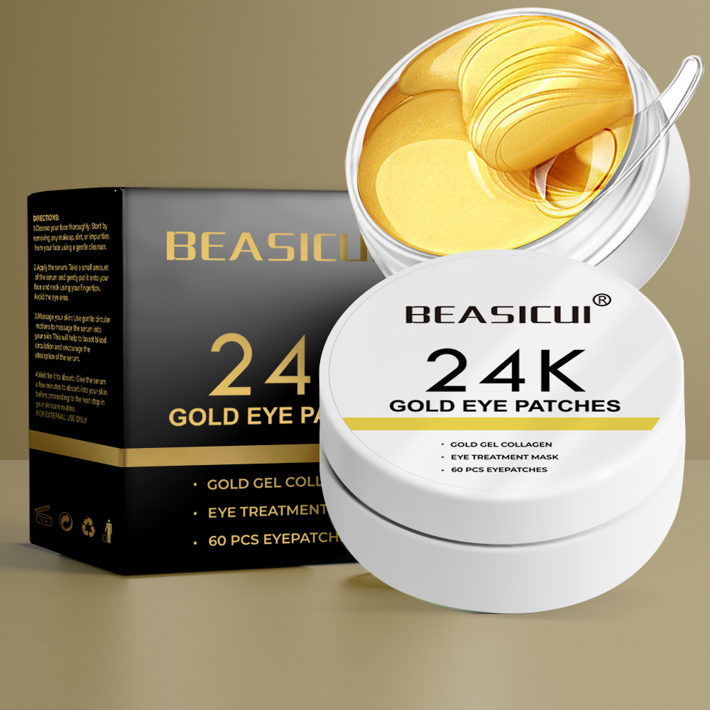 แผ่นเจลไฮโดรเจลเพื่อความงามสำหรับหมองคล้ำใต้ตา24K แผ่นแปะมาส์กหน้าบำรุงผิวแบบเกาหลี