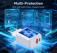 Chargeur mural rapide Tommox 30W PD QC3.0 avec prise EU/US, charge rapide 30W, type C, charge rapide, GaN USB C, chargeur GaN 30W pour iPhone, Samsung