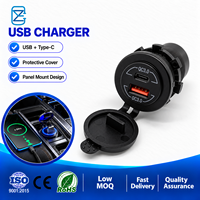 Chargeur USB double port 12V/24V étanche 65W PD Type-C et 35W QC3.0 pour voiture, bateau et marine