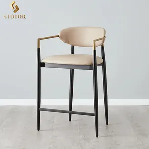 Bangku bar bangku kulit furnitur mewah modern kursi tinggi konter kursi untuk meja dapur kafe bar