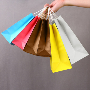 Bán buôn đầy đủ biểu tượng tùy chỉnh in mua sắm túi giấy với xử lý màu nâu và trắng Kraft túi giấy với logo riêng của bạn - Product Image 1