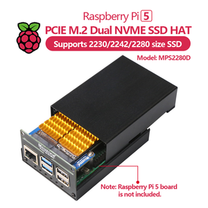 Spaanplaat Mps2280d Raspberry <span class=keywords><strong>Pi</strong></span> 5 Pcie M.2 Dual Nvme Ssd Hoed Ondersteuning 2280/2242/2230 Ssd - Product Image 6