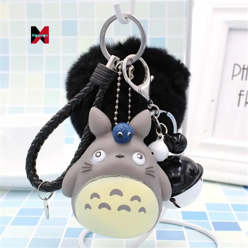 XM 13 StylesAnime My Neighbor Totoro gantungan kunci kartun lucu kucing bola liontin cincin tas Keyholder boneka teman penggemar kunci hadiah