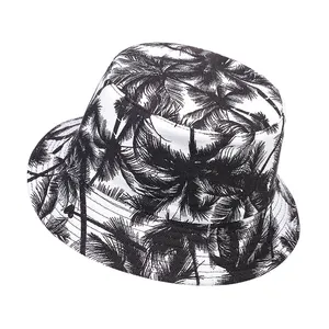 Wholesale Custom Logo All Over Printing Bucket Hat Double-sided Summer Fisherman Gorras Women Reversible Sun Cap