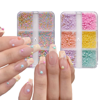 Nouveau Kawaii Mini Macaron Bonbons Couleur Bulle Perle Nail Art Charmes Mix Taille Boule Ronde Nail Décoration Perles