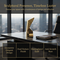 Trophée personnalisé en métal doré sablé et gravé au laser, design géométrique moderne, souvenir pour cérémonie d'entreprise, événement sportif