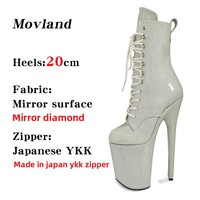 Bottes d'automne sexy à plateforme haute imperméables de 20 cm, à talon aiguille brillant, style européen-américain, chaussures de danse de pole pour boîte de nuit