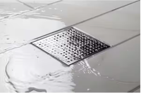 Drain de sol carré en acier inoxydable SUS304 argenté avec grille de couverture amovible pour salle de bain