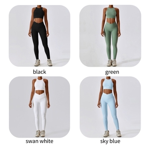 All'ingrosso Lady Sports Bra Skinny Yoga Leggings Set Workout Flare Pants Busty Bra Suit Gym <span class=keywords><strong>Leggins</strong></span> Logo personalizzato donna Legging Set - Product Image 3