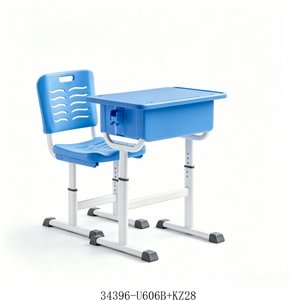 Escritorio y Silla Escolar de Altura Ajustable con Superficie Azul y Estructura Metálica para Niños, Modelo 34396-KZ28A - Product Image 6