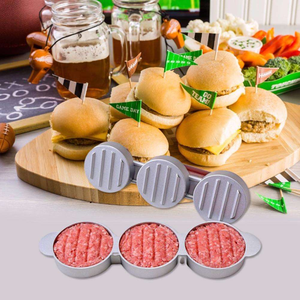 Üçlü <span class=keywords><strong>Burger</strong></span> Köftesi Presi Alüminyum Manuel <span class=keywords><strong>Burger</strong></span> Presi Biftek ve Turta İçin İki Delikli Ev Mutfak Kullanımı - Product Image 4