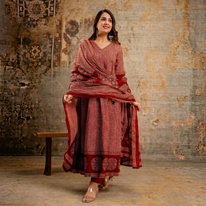 Twinfeet Women's Traditional Cotton <b>Kurti</b> & Palazzo with Dupatta Suit Set-Knee-Length Quick Dry for Diwali/Wedding/Party - Product Image 1