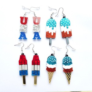 Pendientes Acrílicos Patrióticos <span class=keywords><strong>del</strong></span> <span class=keywords><strong>4</strong></span> de Julio, Pendientes Colgantes con Forma de Helado con la Bandera de Estados Unidos para Mujer, Joyería para el Día de la Independencia - Product Image 1