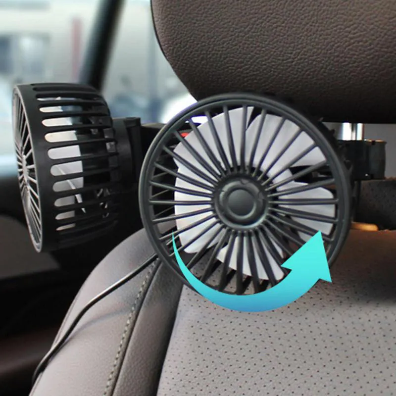 USB Powered arka koltuk kafalık araba soğutma fanı 3-speed araba hayranları için soğutucu 360 derece dönebilir araç Van kamyon