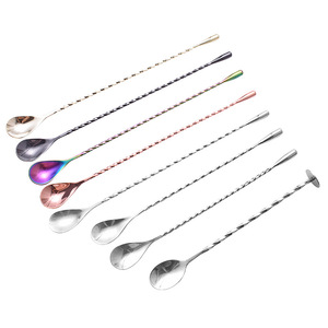 Teardrop Bar <b>Spoon</b> 304 Stainless Steel Fine Threaded Cocktail Stirring <b>Spoon</b> Durable Mixing <b>Spoon</b> For Bartending - Product Image 2