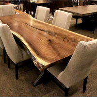 Mesa de Comedor MORE DESIGN de Madera Maciza de Nogal con Borde Natural para Restaurante, Muebles de Cocina Modernos a Precio de Fábrica