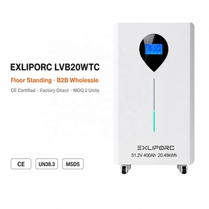 Batterie de stockage solaire LiFePO4 EXLIPORC LVB20WTC 20,48 kWh 51,2 V 400 Ah sur pied pour toute la maison, certifiée CE, B2B - Product Image 1
