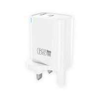 Chargeur mural USB C 65W avec prise britannique 3 broches, charge rapide USB Type C PD 65W, adaptateur de voyage rapide USB-C pour téléphone portable