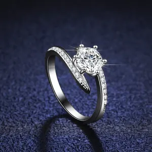 one carat best selling cross six claw Fashion jewelry Moissanite diamond ring 925 sterling silver ring
