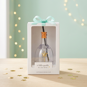 Gobelet en plastique cadeau avec étoile dorée, emballé en boîte colorée, pour les fêtes, réutilisable et écologique - Product Image 3
