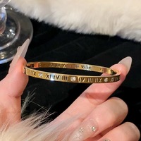Bracelet de Mode Zhongzhe en Acier Inoxydable Plaqué Or 18K, Jonc Zircon pour Femmes, Bijoux Étanche Anti-Ternissement