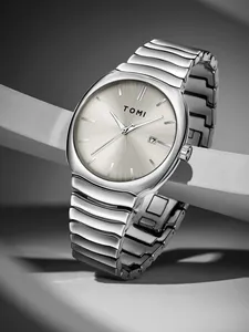 TOMI Minimalist <strong>Watch</strong> <strong>Set</strong> Mirror Polished Silver Dial Stainless Steel Milanese Band Business Casual Style With Bonus Accessories - Product Image 3